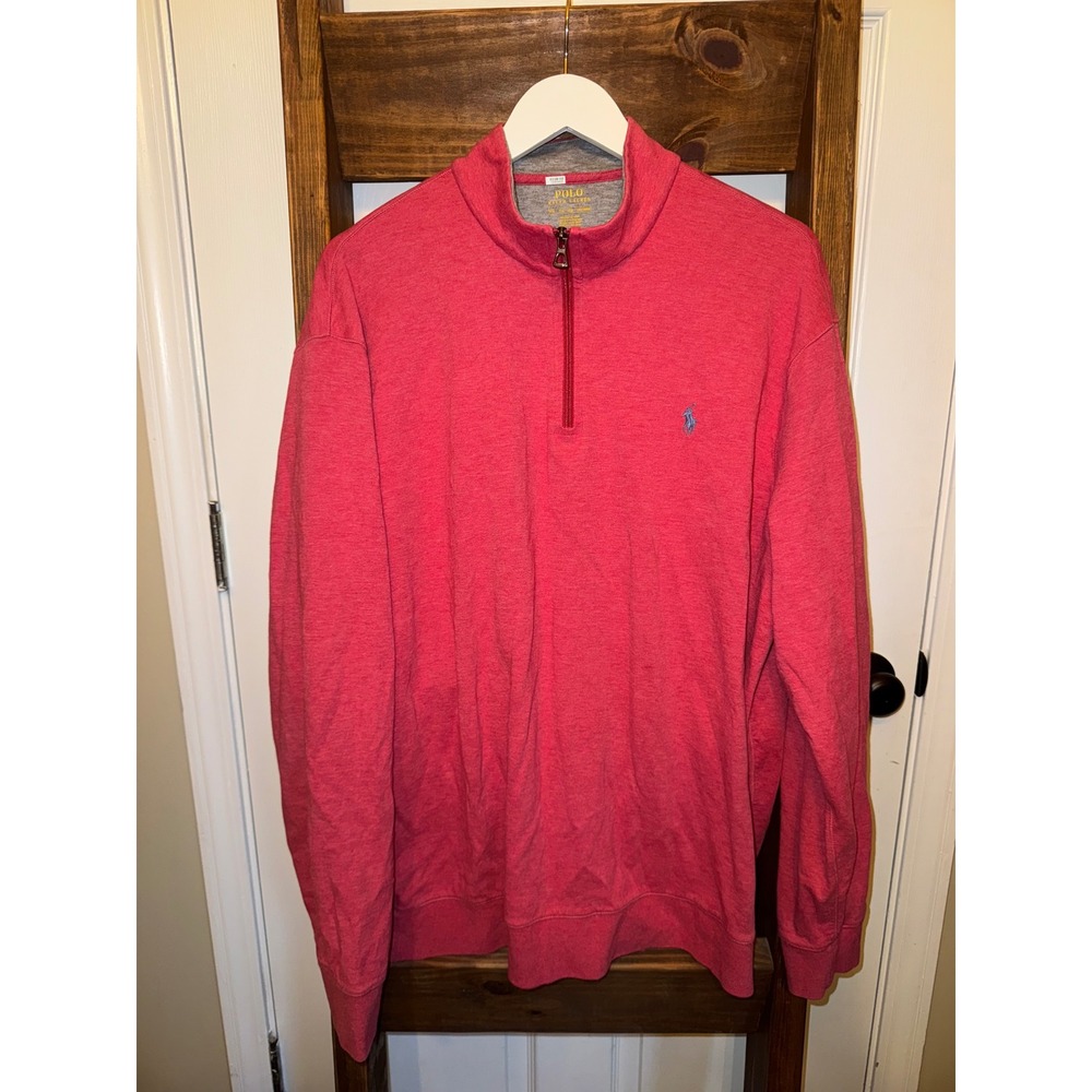 Polo‎ Ralph Lauren Men's Red Quarter Zip Pullover Sweater XXL